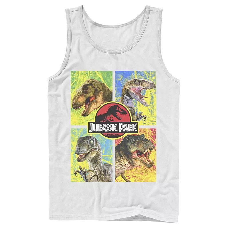 Men's Jurassic Park Four Different Dinosaur Faces Tank Top, Size: Small, Grey Product Image