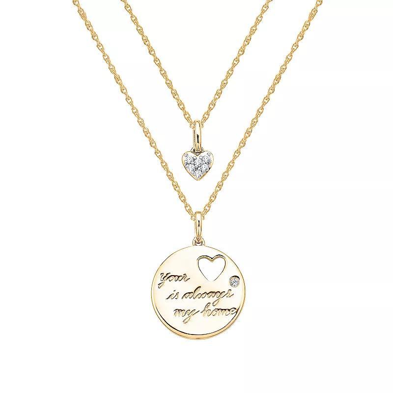 Irena Park 1/10 Carat T.W. Diamond Sterling Silver "Your Heart Is Always My Home" Pendant Necklace, Women's, Size: 18", Gold Tone Product Image