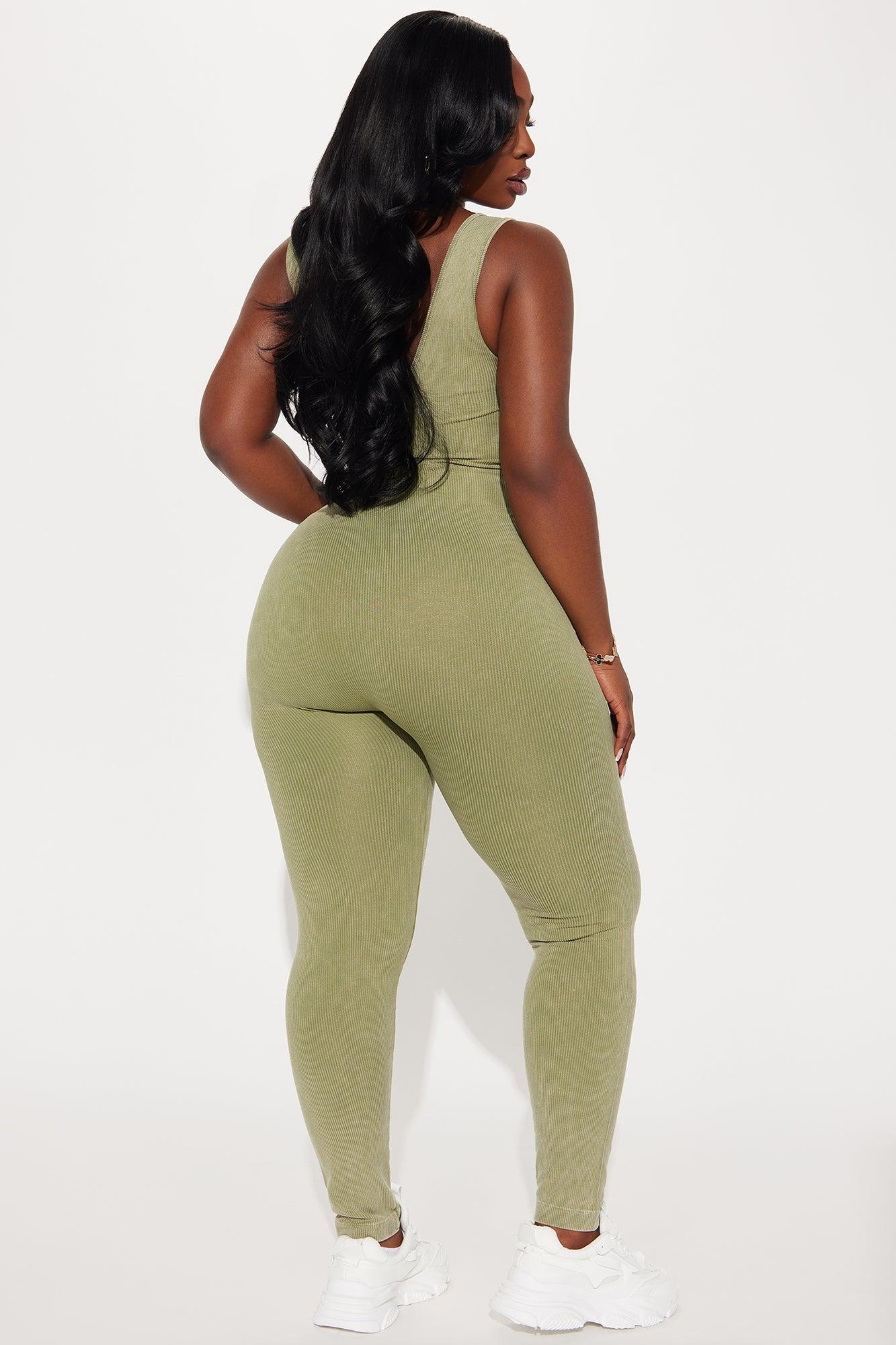 Ausha Washed Seamless Jumpsuit - Olive Product Image