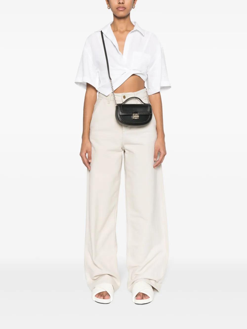 FURLA Club 2 Grained Leather Bag In Black Product Image
