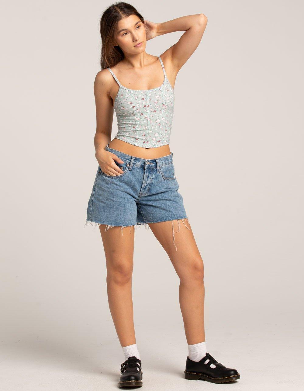 RSQ Womens Print Corset Top - GREEN Product Image