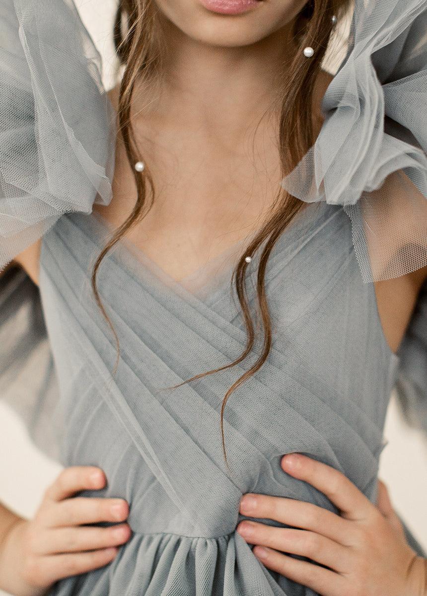 Briony Impact Dress in Dusty Blue Girls Product Image