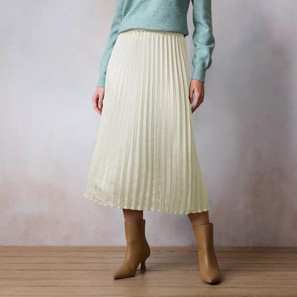Women's LC Lauren Conrad Pleated Pull-On Midi Skirt, Size: Medium, Silver Gray Product Image