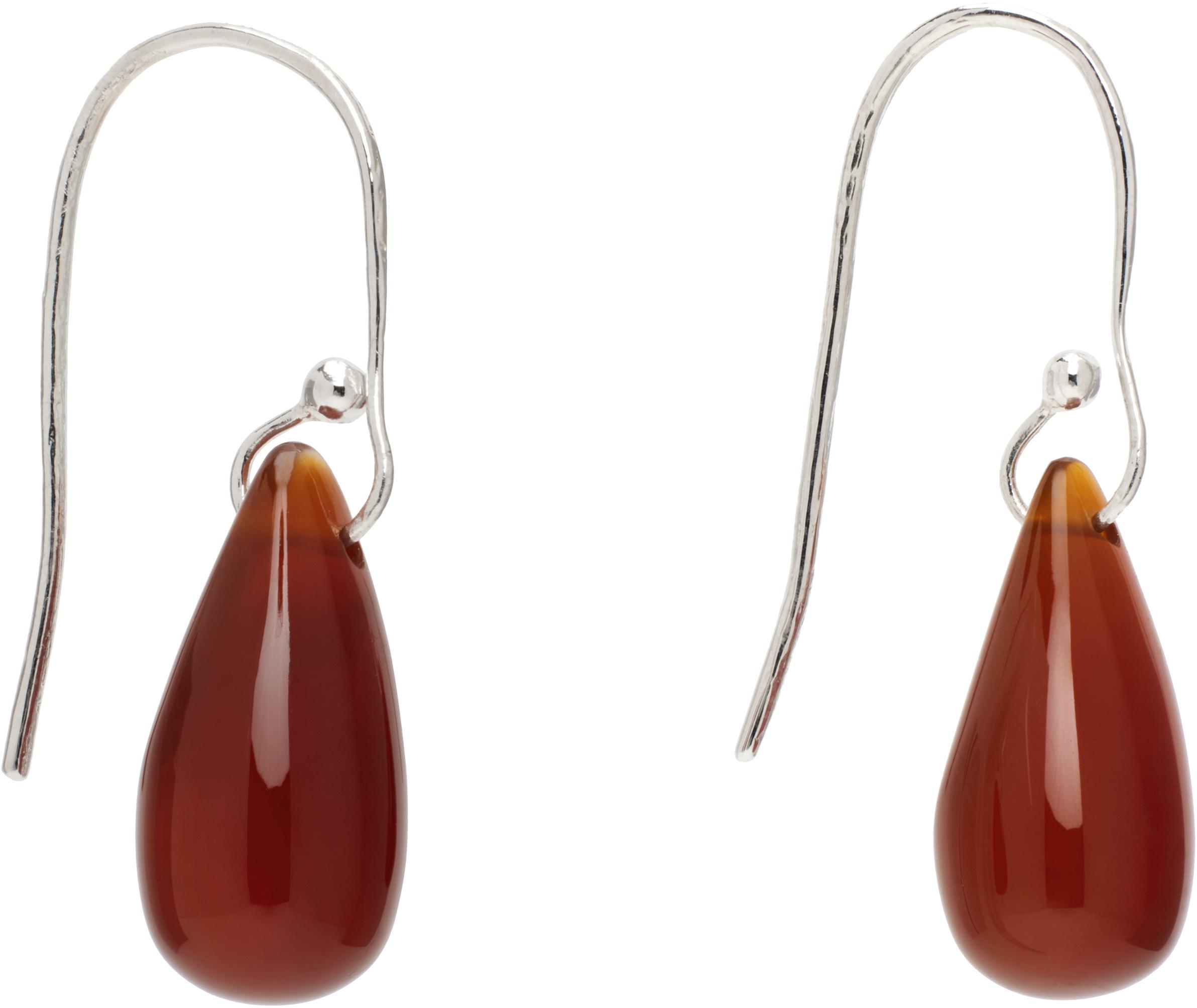 SOPHIE BUHAI Silver & Red Droplet Earrings In Burgundy Product Image