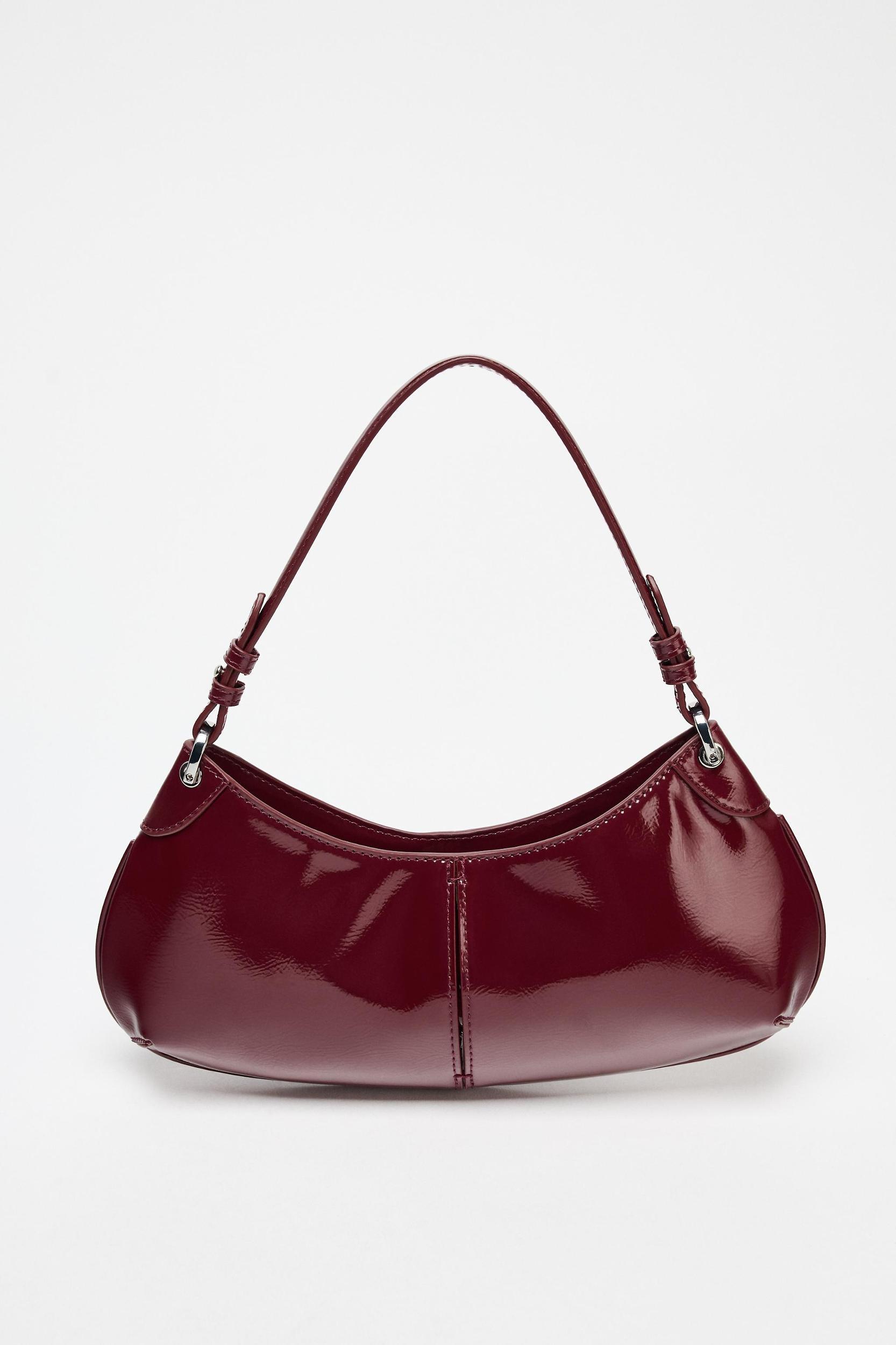 FAUX PATENT LEATHER FINISH SHOULDER BAG Product Image