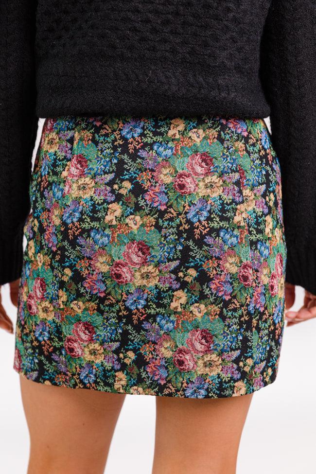 Big News Black Floral Brocade Skirt FINAL SALE Product Image