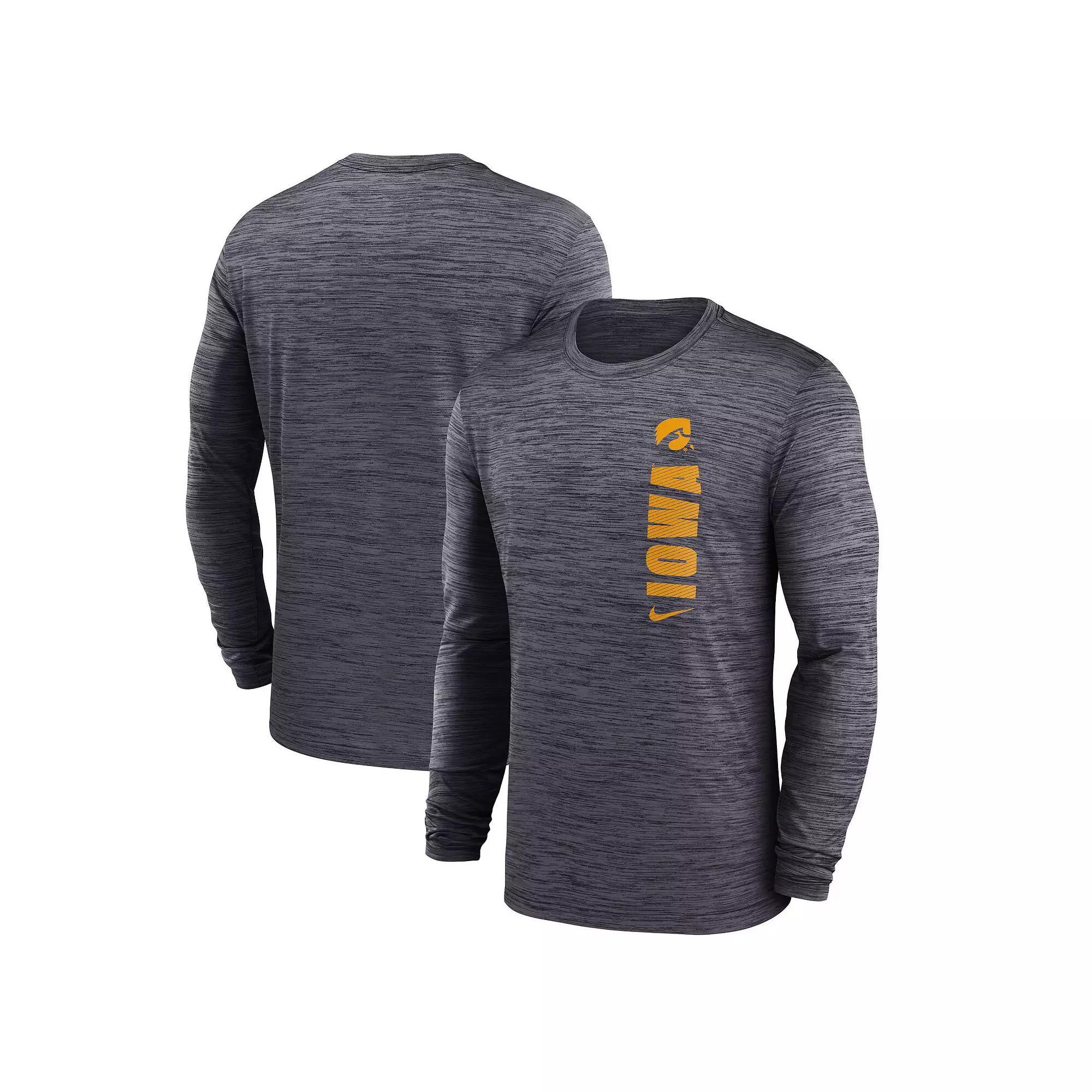 Men's Nike Black Iowa Hawkeyes 2024 Sideline Velocity Performance Long Sleeve T-Shirt, Size: 3XL Product Image