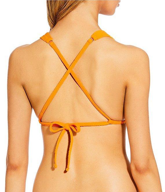 GB Solid Scrunchie Textured Tanga High Leg Hipster Swim Bottom Product Image