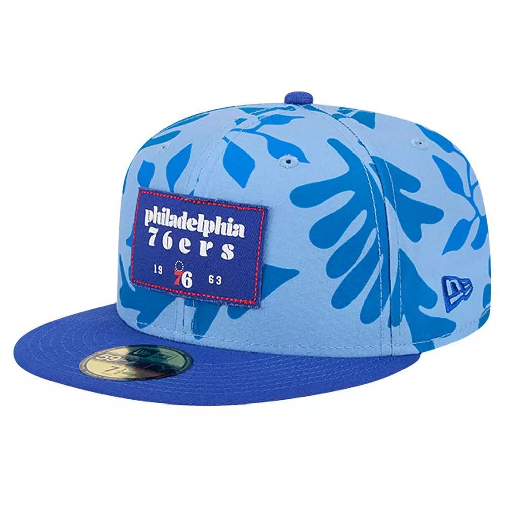 Men's New Era Royal Philadelphia 76ers Palm Fronds 2-Tone 59FIFTY Fitted Hat, Size: 6 7/8, 76r Blue Product Image