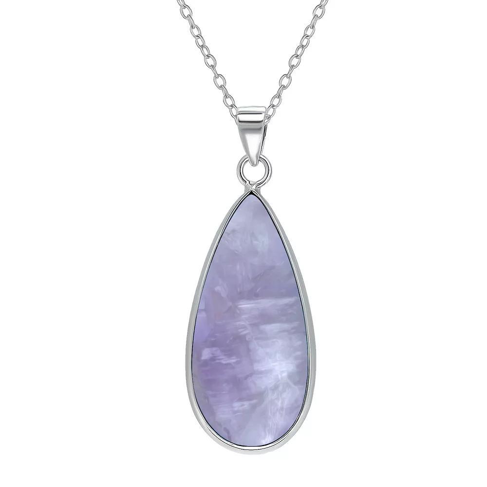 Aleure Precioso Sterling Silver Pear Shaped Gemstone Drop Pendant Necklace, Women's, Size: 18", Purple Product Image