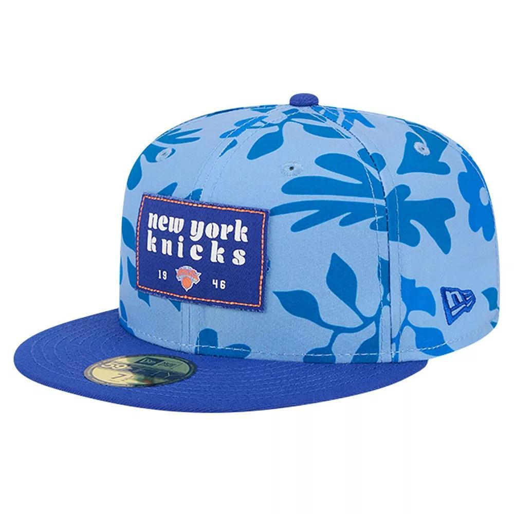 Men's New Era Blue New York Knicks Palm Fronds 2-Tone 59FIFTY Fitted Hat, Size: 7 3/4 Product Image