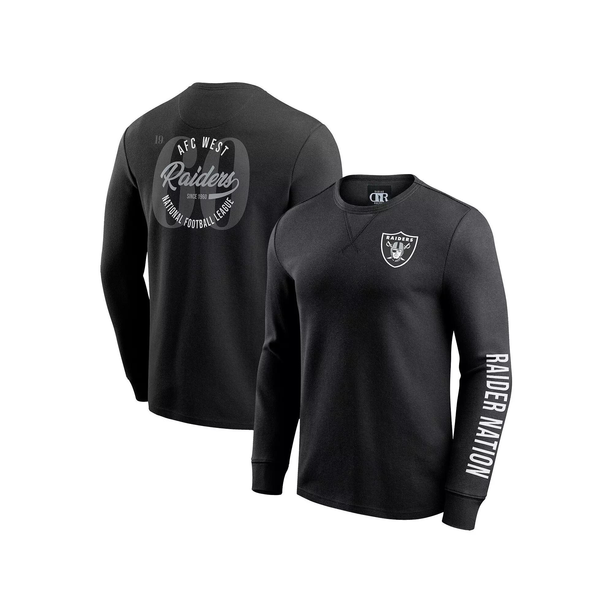 Men's Darius Rucker Collection by Fanatics Black Las Vegas Raiders Washed Waffle-Knit Long Sleeve T-Shirt, Size: Medium, Lvr Black Product Image