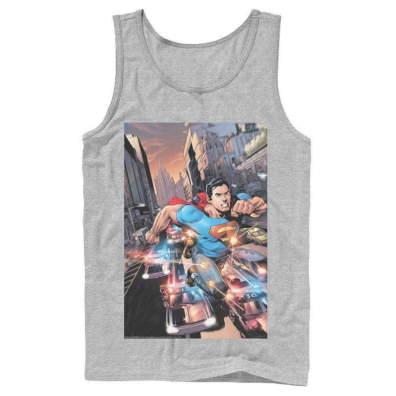 Men's DC Comics Superman Flashing Lights Poster Tank Top, Size: XL, Grey Product Image