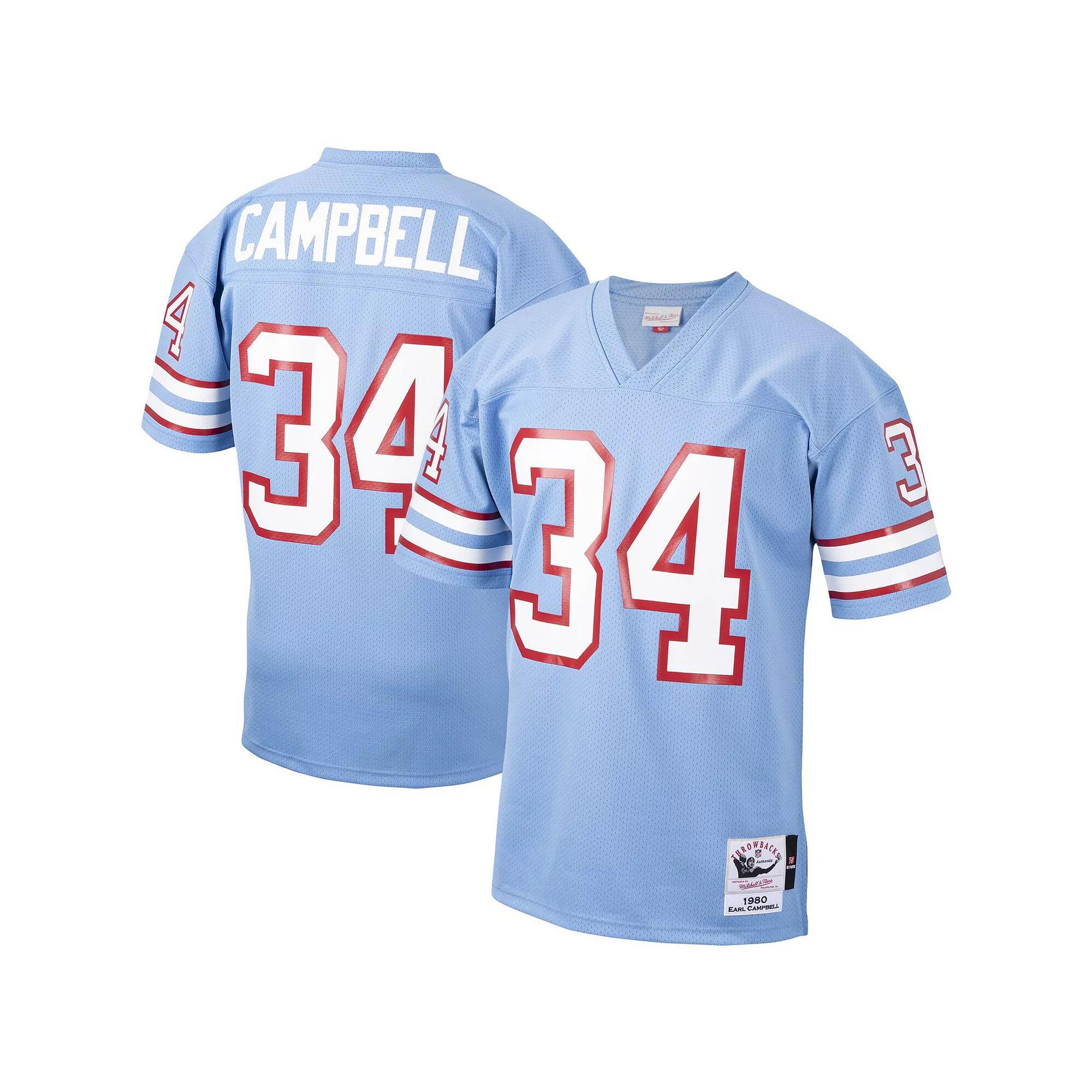 Men's Mitchell & Ness Earl Campbell Light Blue Houston Oilers 1980 Authentic Throwback Retired Player Jersey, Size: 44, Nfl Light Product Image