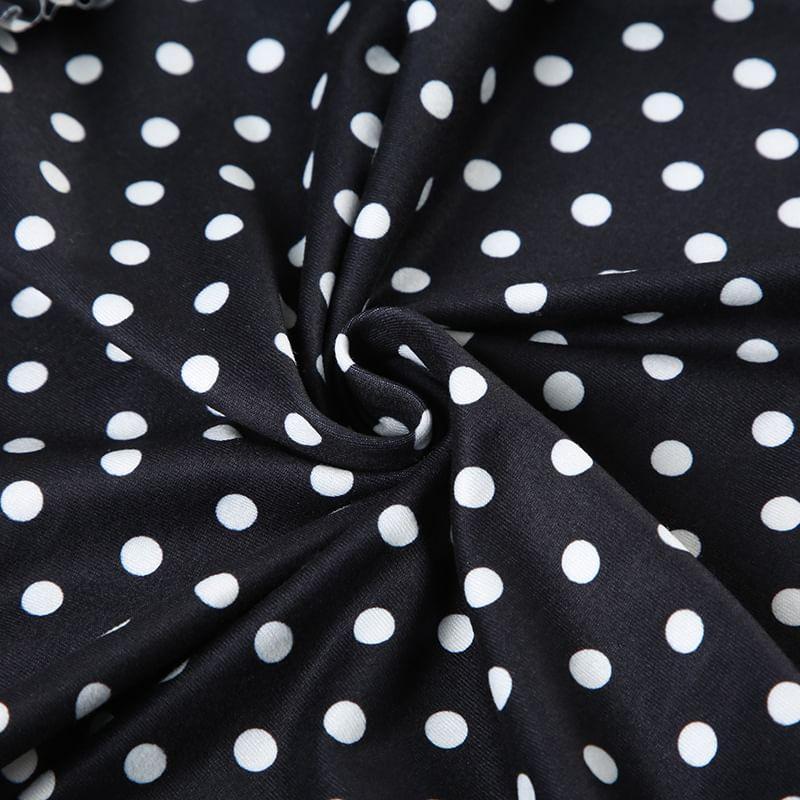 Spaghetti Strap Polka Dot Ruffle Hem Mini Dress Product Image