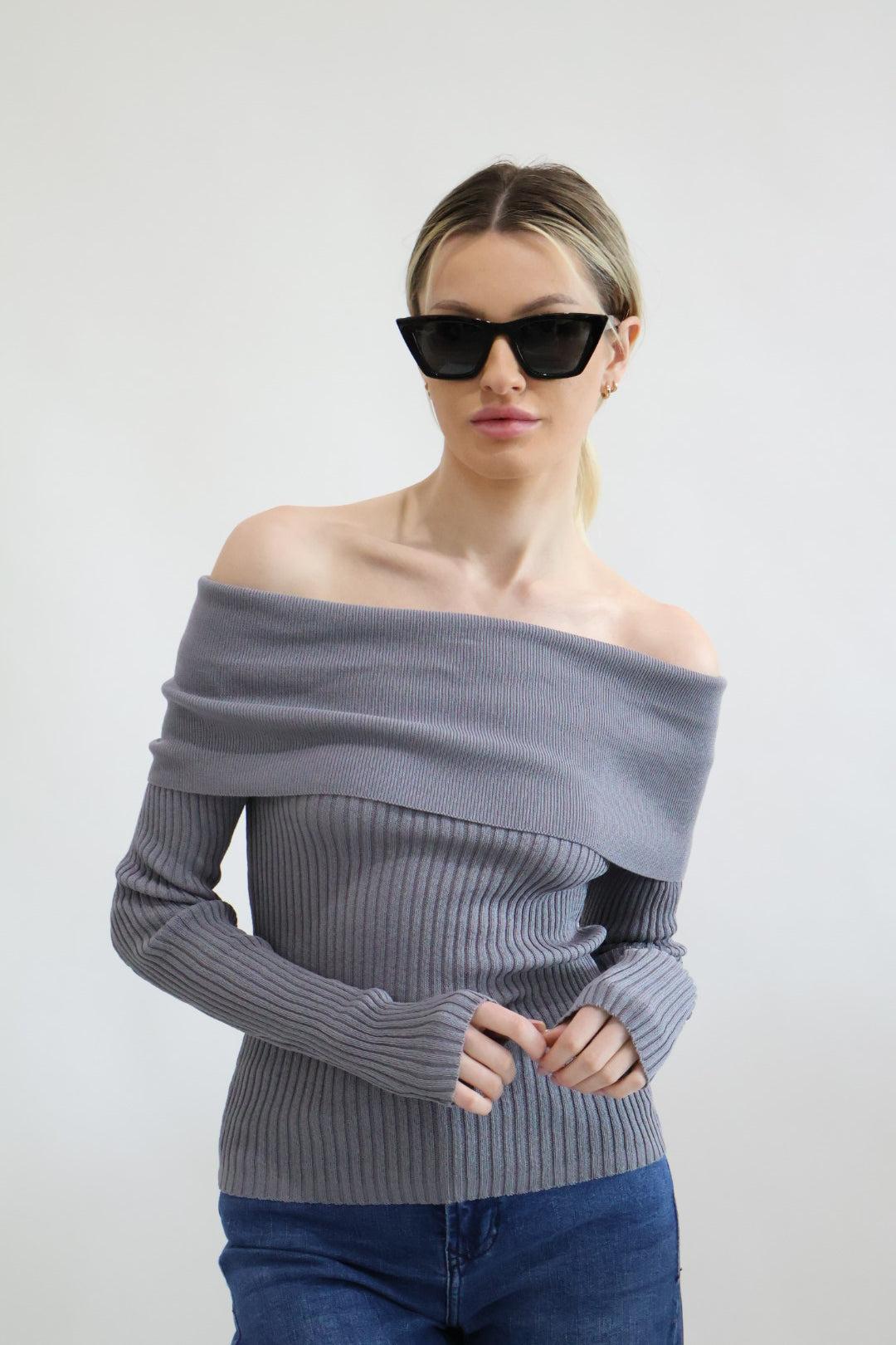 Off The Shoulder Fitted Sweater Product Image