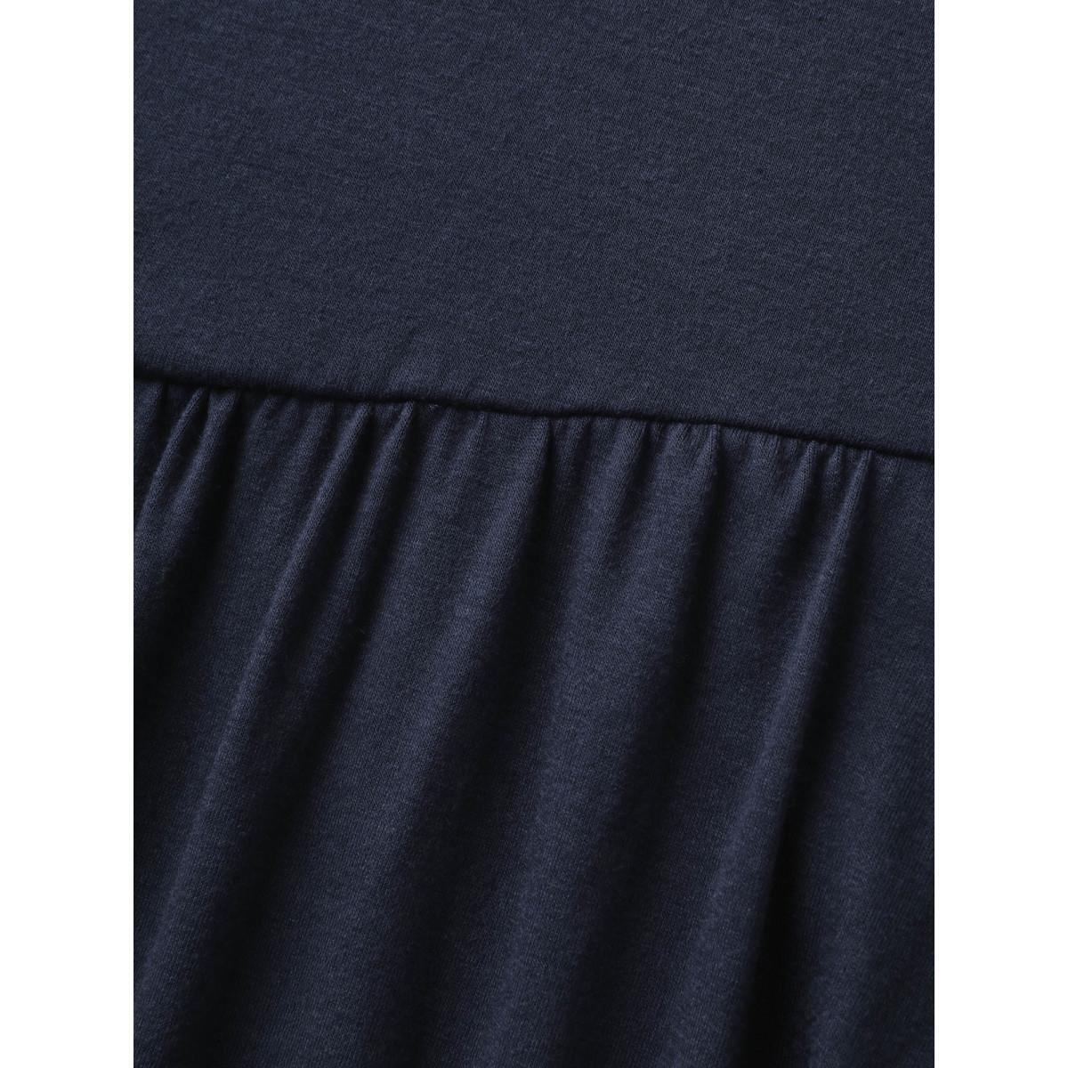 Plus Size Scoop Neck Stretch Solid Pockets Midi Dress Indigo Women U-neck Short sleeve Curvy BloomChic 26/4X Product Image