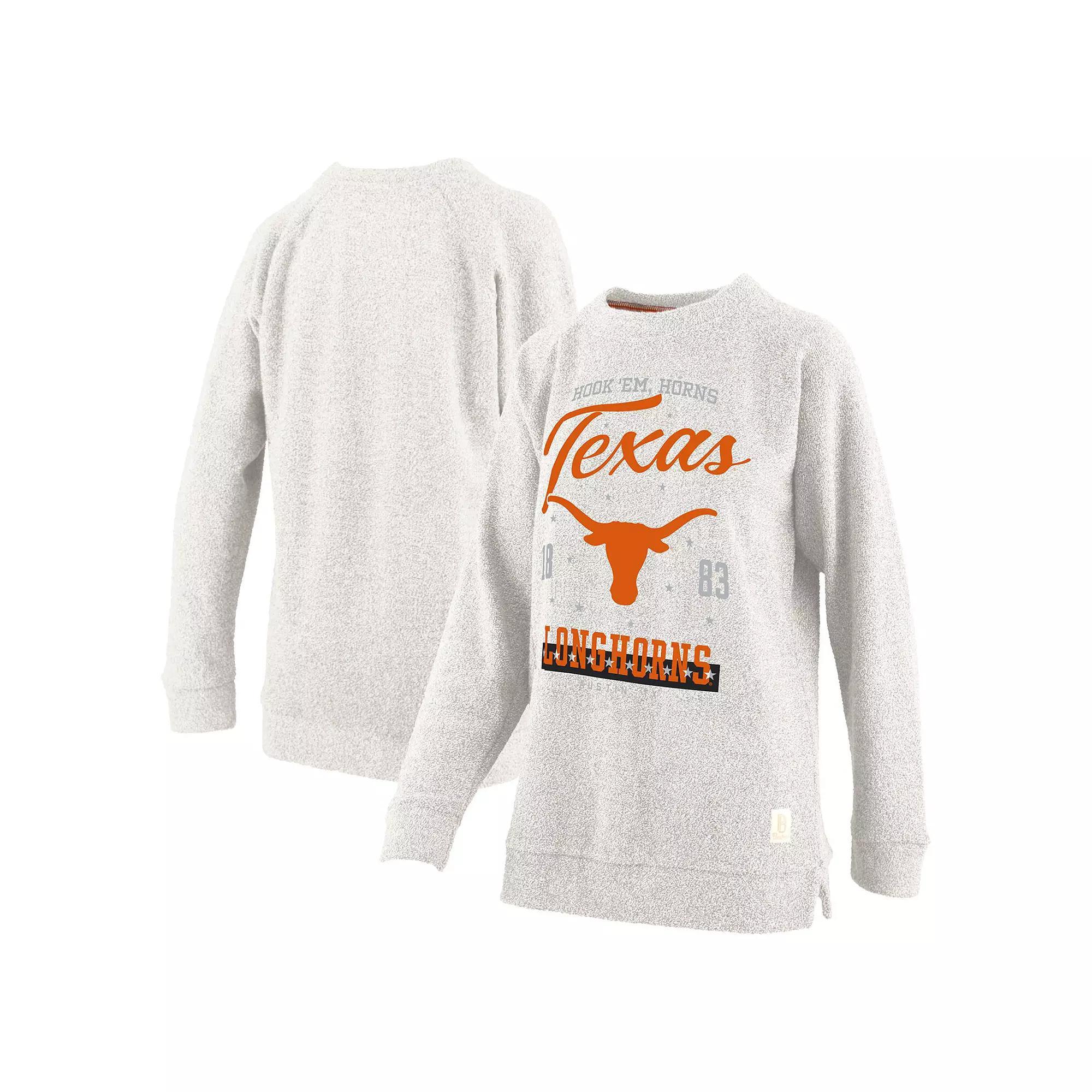 Women's Pressbox Oatmeal Texas Longhorns Plus Size Comfy Cairo Terry Pullover Sweatshirt, Size: 3XL, Team Product Image