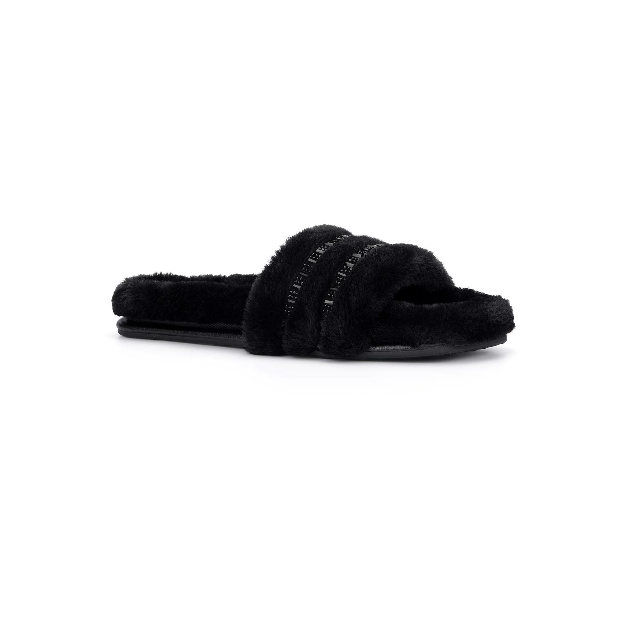 Torgeis Claudia Women's Faux-Fur Slide Slippers, Size: 10, Black Product Image