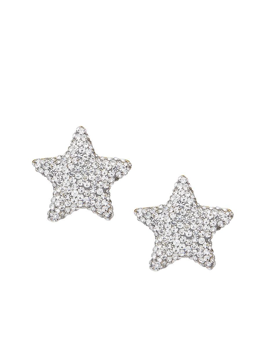 Womens Crystal Pav Star Button Earrings Product Image