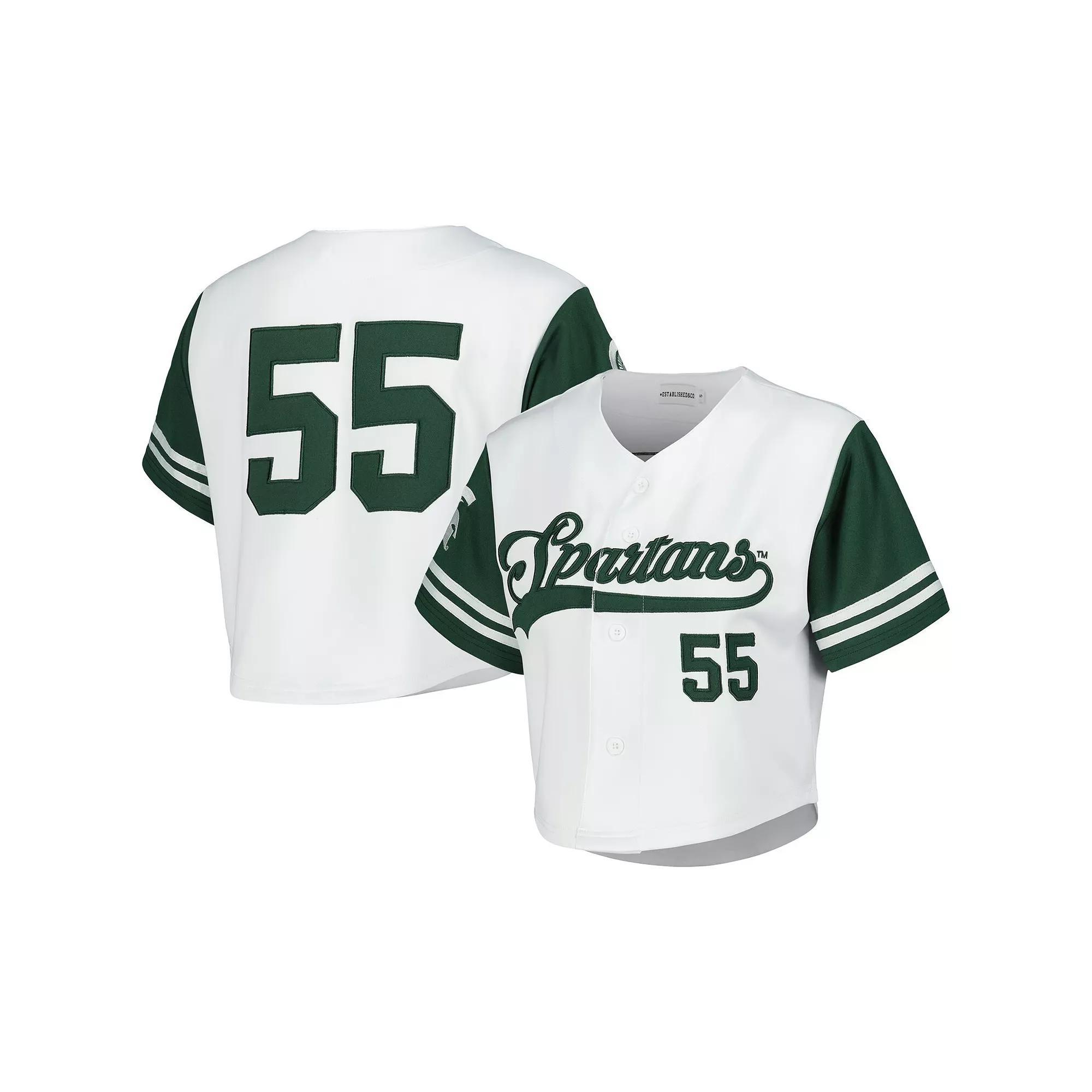 Womens Established & Co. Michigan State Spartans Baseball Jersey Cropped T-Shirt Product Image