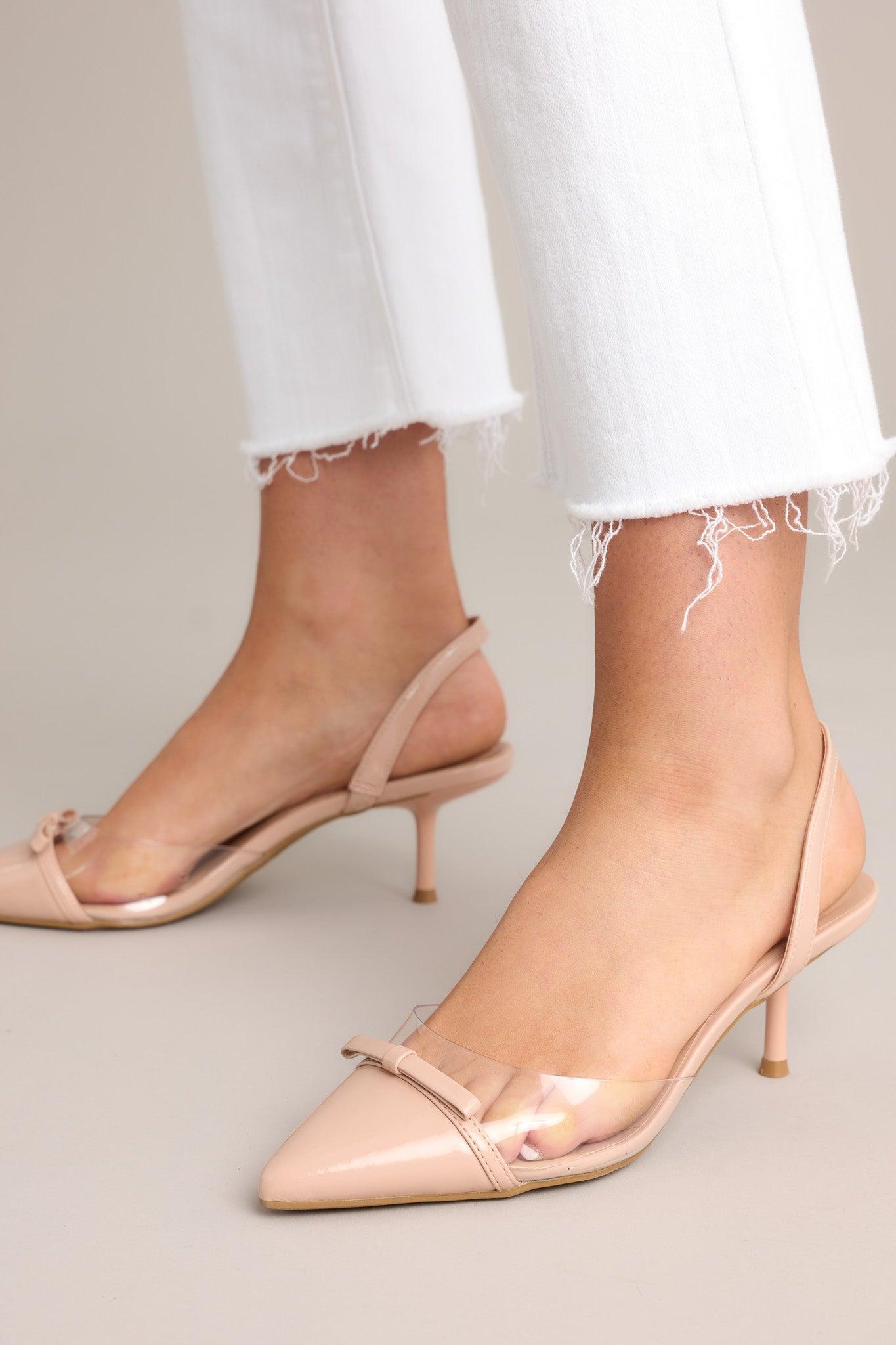 Elegant Lift Beige Slingback Kitten Heels Product Image
