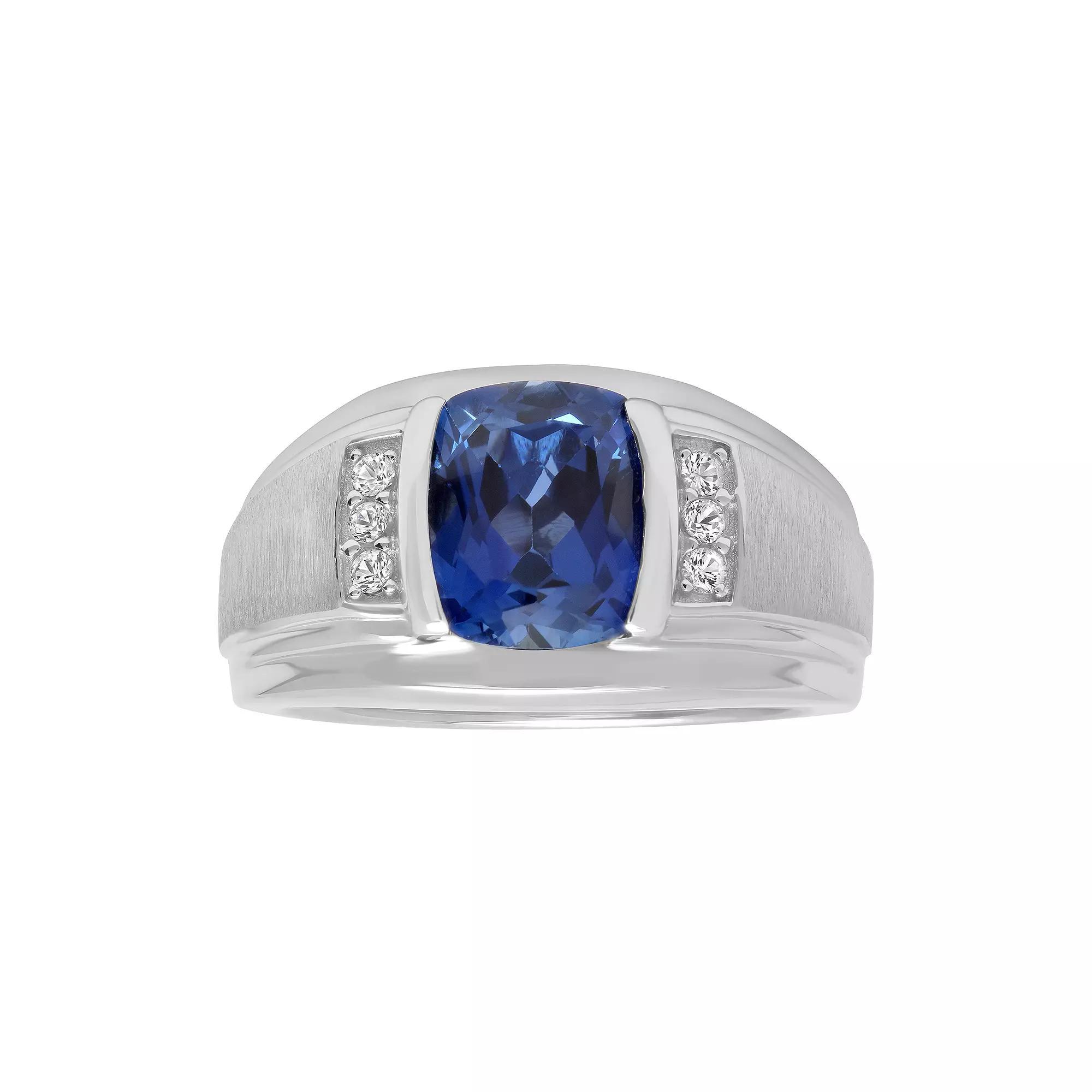 Men's Sterling Silver Lab-Created Blue & White Sapphire Ring, Size: 12, Silvertone Product Image