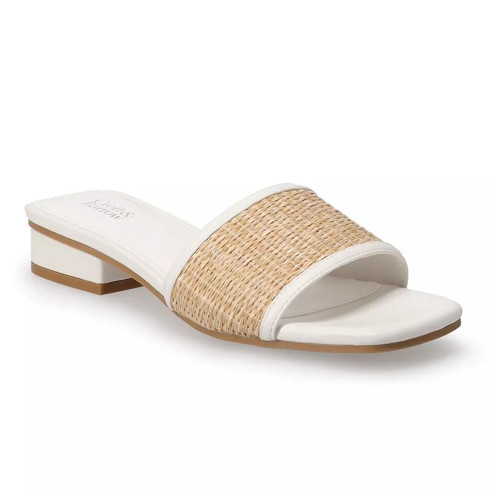 Croft & Barrow Low Block Heel Women's Sandals, Size: 6.5, White Product Image
