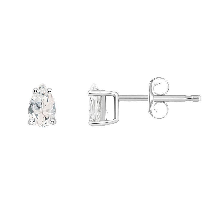 14k Gold Pear Shape Birthstone Stud Earrings, Women's, White Opal Oct Product Image