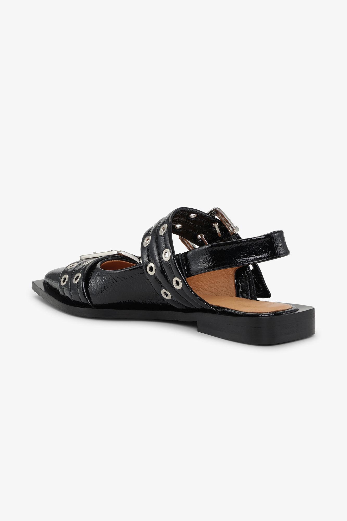 Black Feminine Buckle Ballerinas Product Image