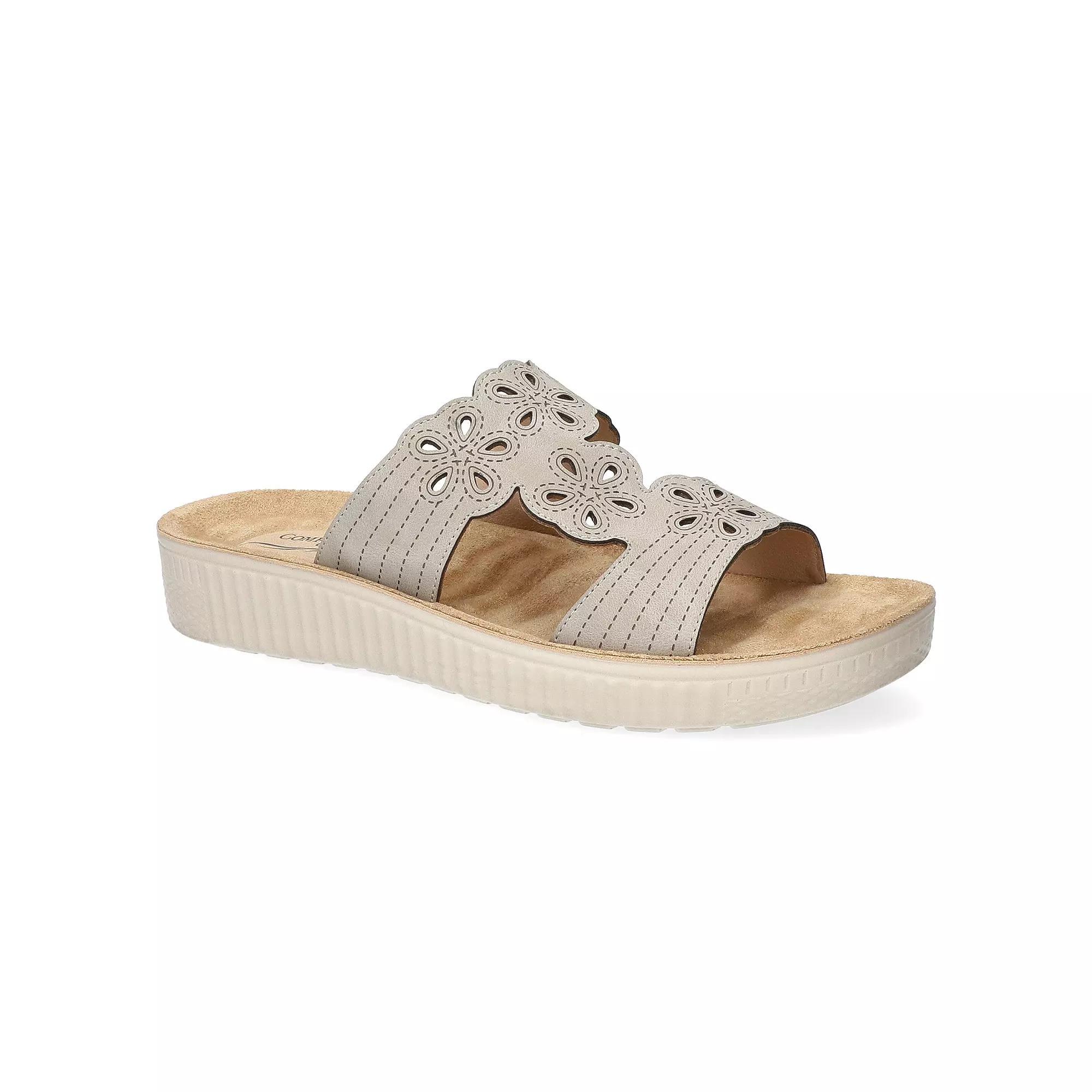 Easy Street Taj Women's Comfort Platform Slide Sandals, Size: 10 Wide, White Product Image