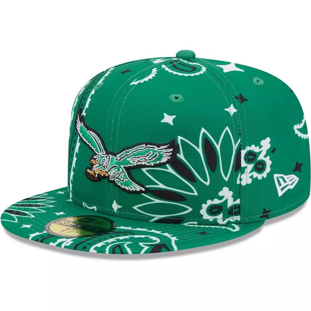 Men's New Era Kelly Green Philadelphia Eagles Throwback Paisley 59FIFTY Fitted Hat, Size: 8 Product Image