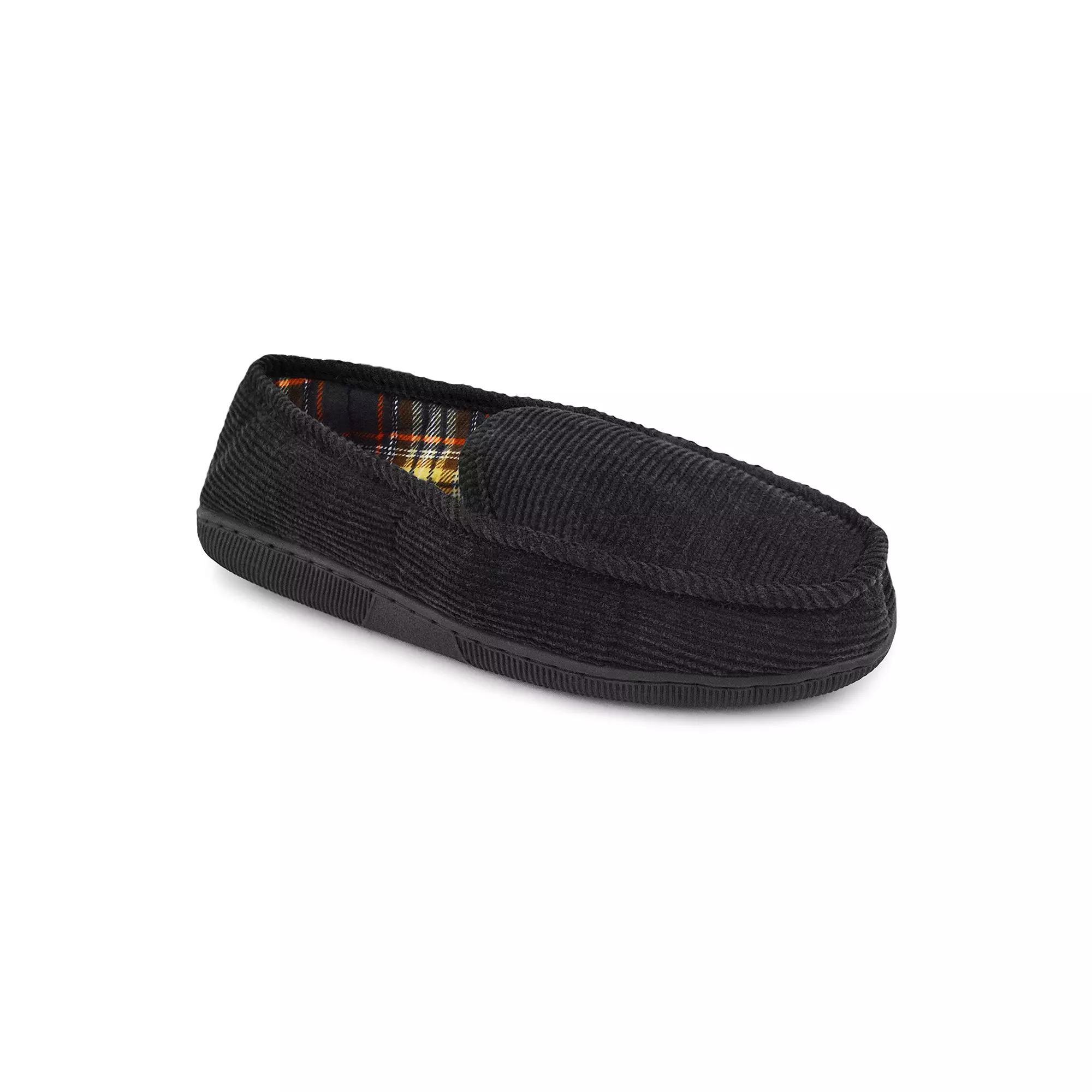 MUK LUKS Corduroy Men's Moccasin Slippers, Size: Small, Black Product Image