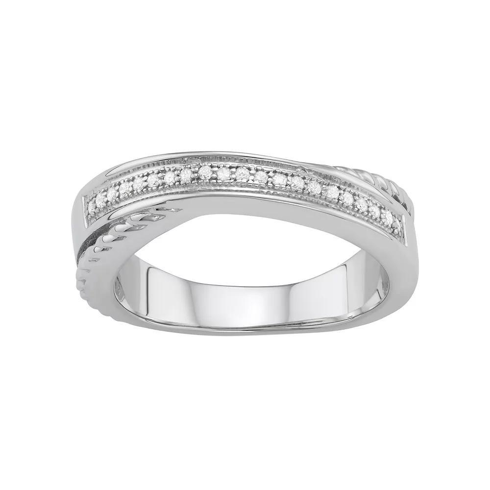 Jewelexcess Sterling Silver 1/10 Carat T.W. Diamond Crisscross Ring, Women's, Size: 8, Gold Tone Product Image