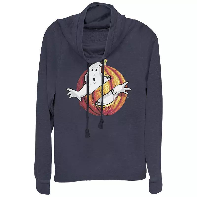 Women's Plus Size Ghostbusters Halloween Logo Cowlneck Graphic Lightweight Long Sleeve, Girl's, Size: 3XL, Blue Product Image