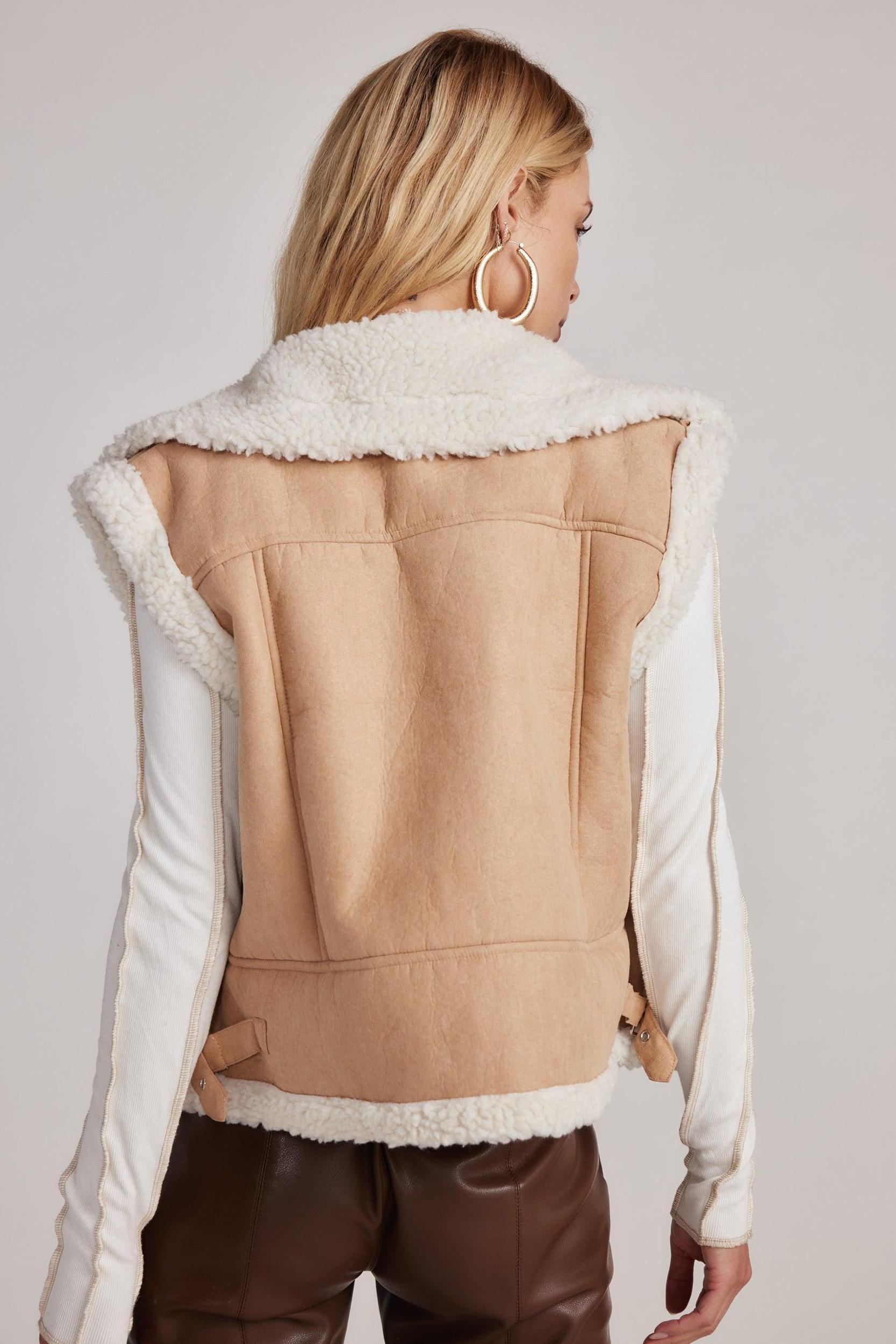 Penny Lane Sherpa Lined Beige Vest Product Image