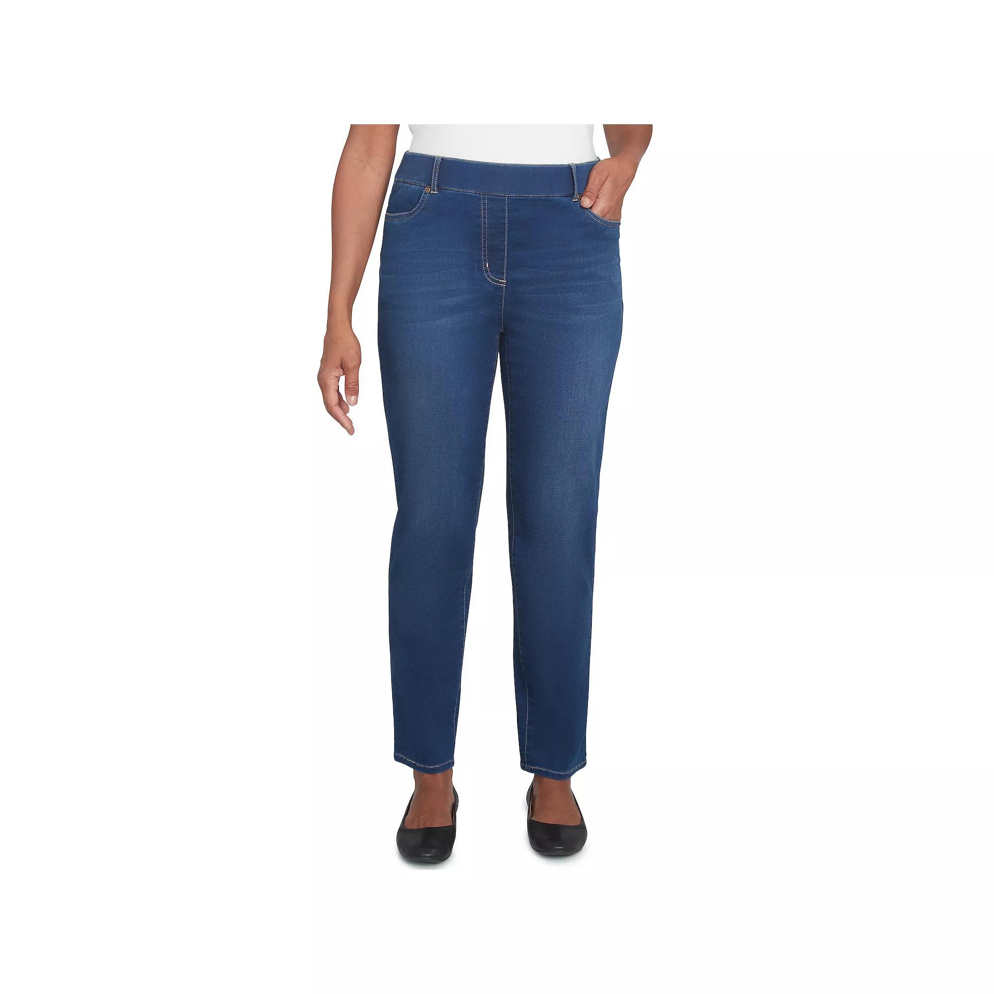 Womens Alfred Dunner Super Stretch Medium Length Pants Dark Blue Product Image