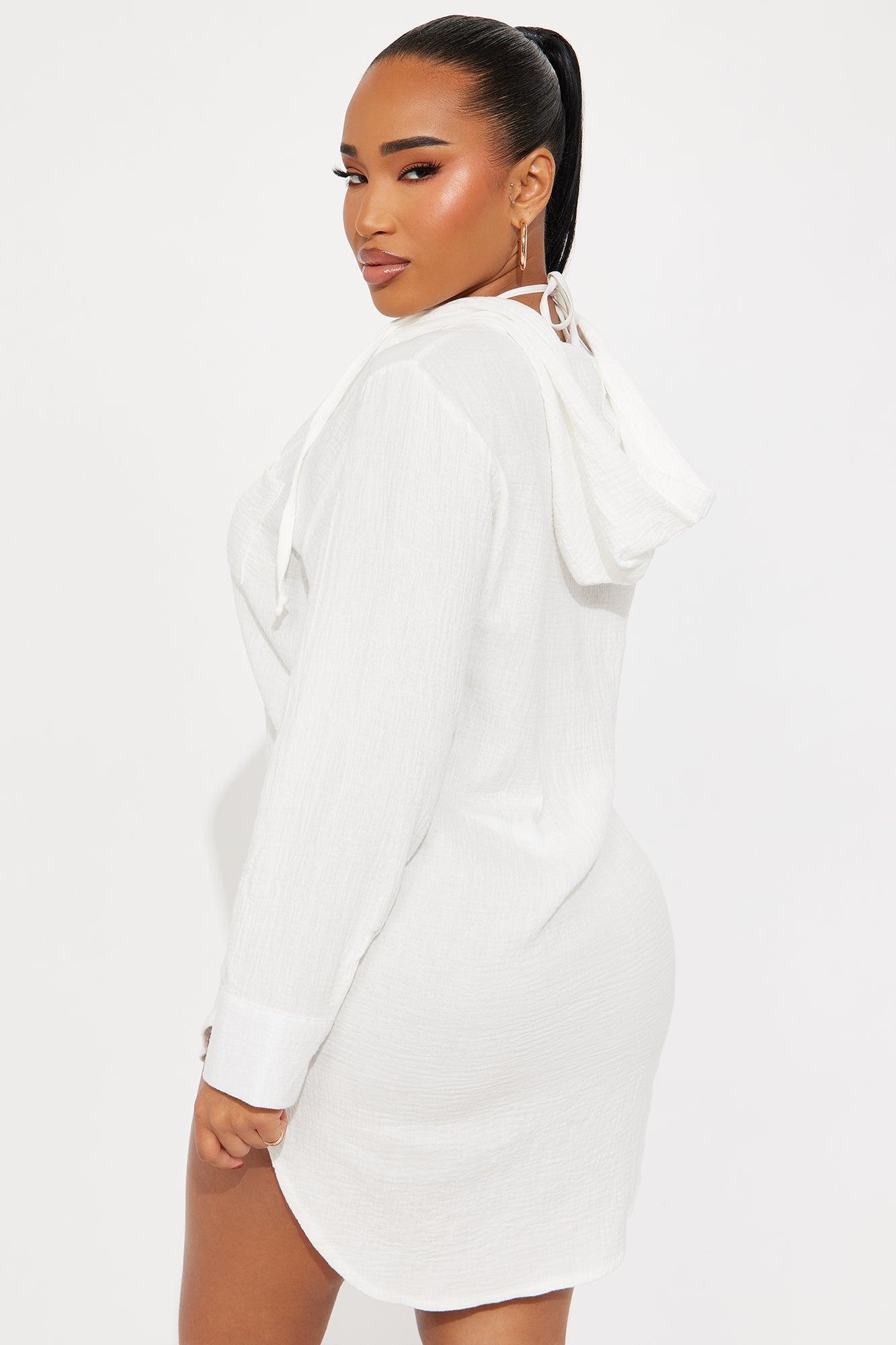 Keep it Simple Hooded Gauze Cover Up - White Product Image