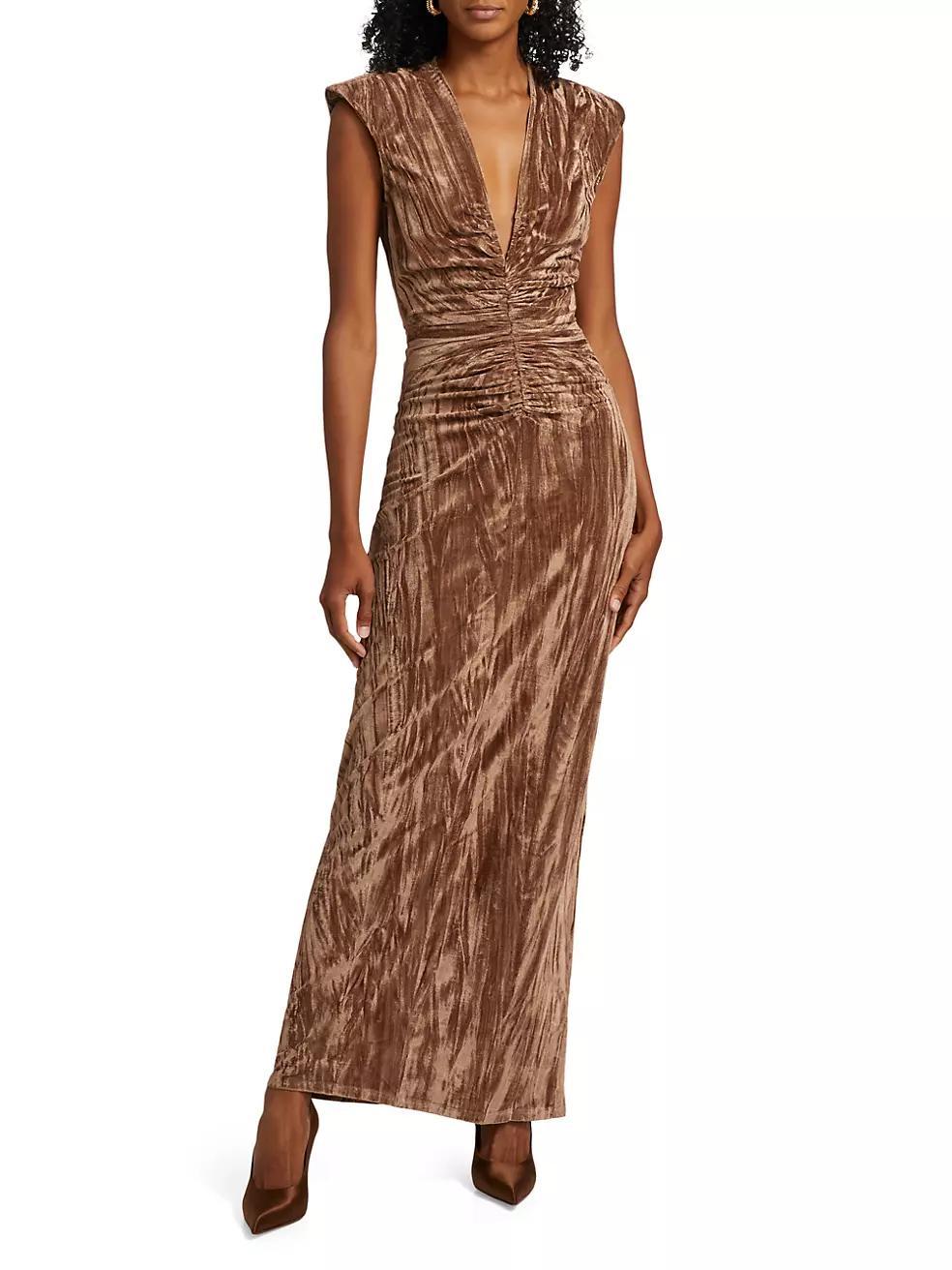 Hayley Ruched Velvet Dress Product Image