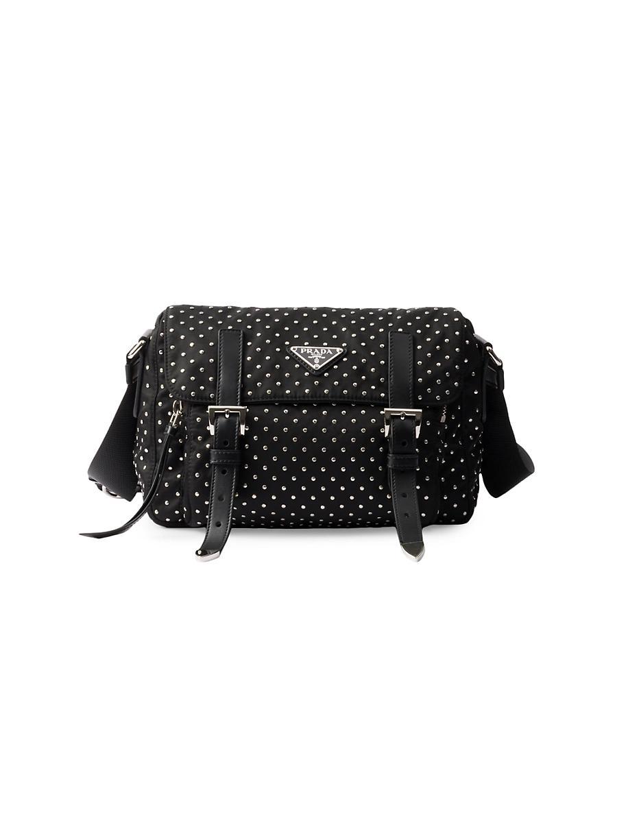 Womens Re-Nylon Shoulder Bag with Studs Product Image