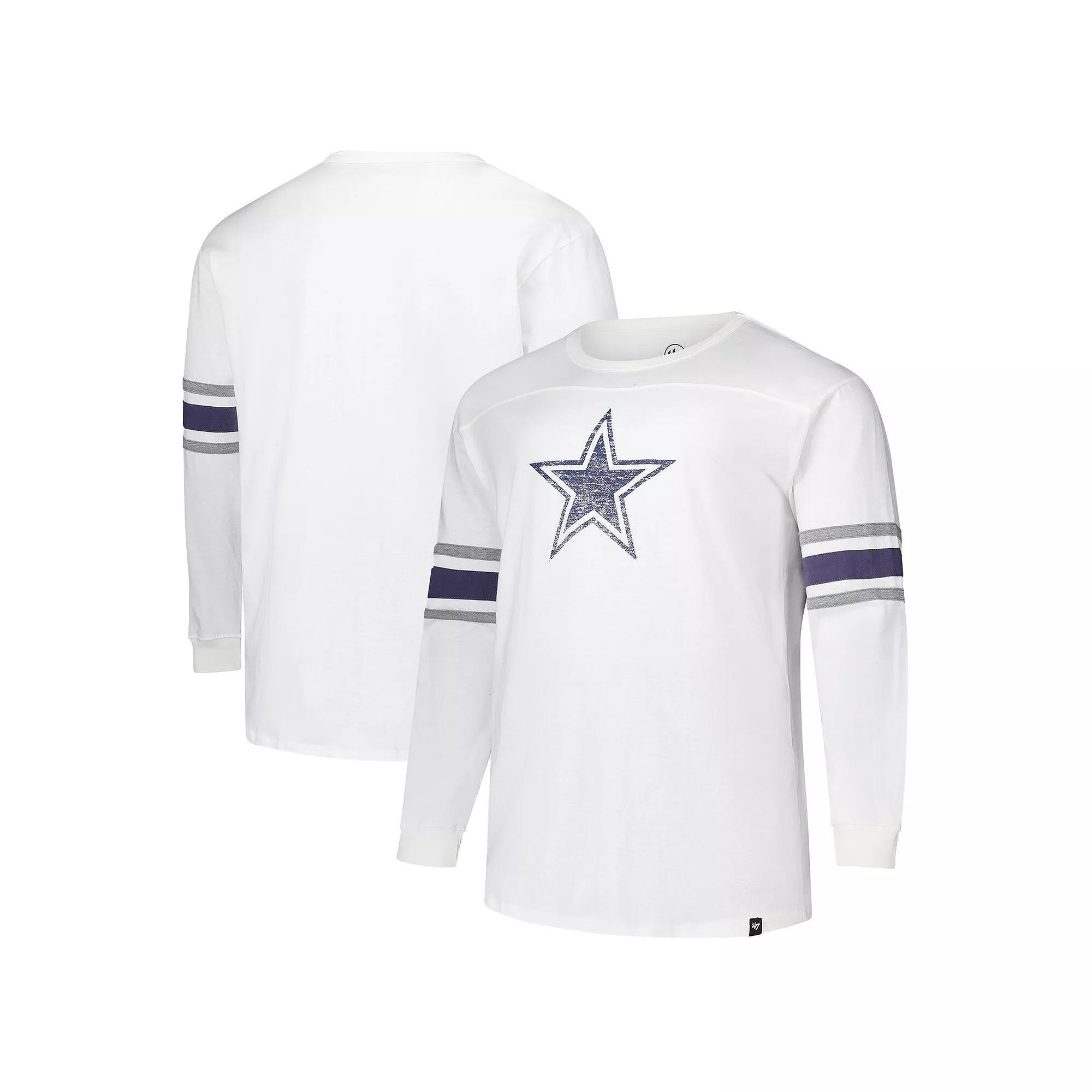 Men's '47 White Dallas Cowboys Big & Tall Premier Brex Long Sleeve T-Shirt, Size: 2XLT Product Image