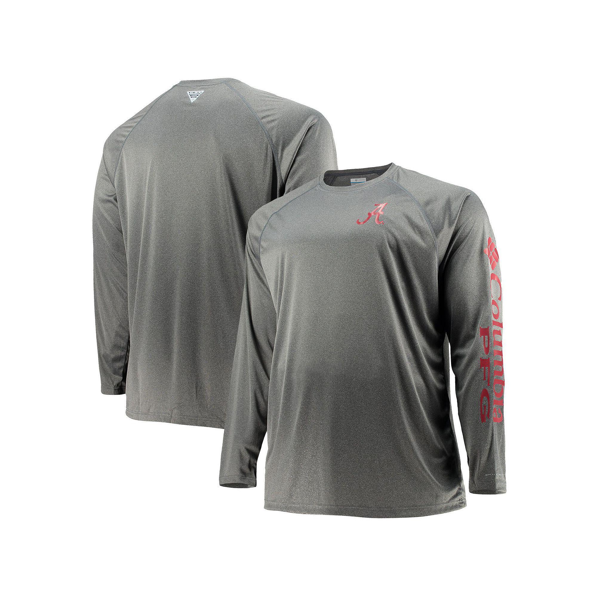 Mens Columbia Charcoal Alabama Crimson Tide Big & Tall Terminal Tackle Omni-Shade Long Sleeve Raglan T-Shirt Product Image