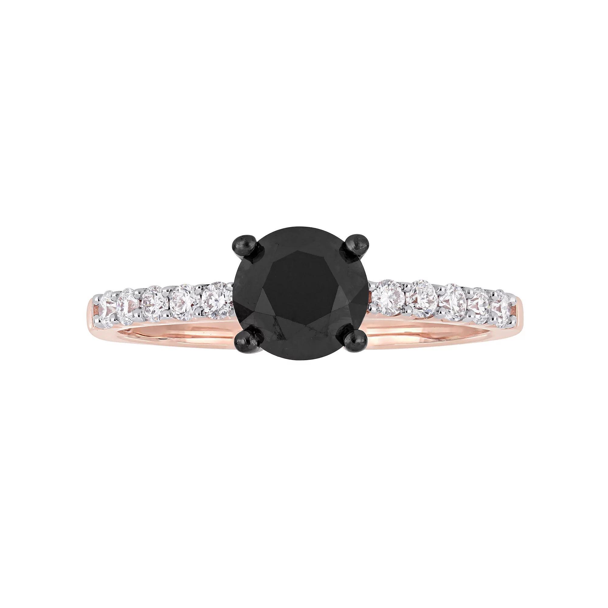 Stella Grace 14k Rose Gold 1 1/4 Carat T.W Black & White Diamond Engagement Ring, Women's, Size: 10 Product Image