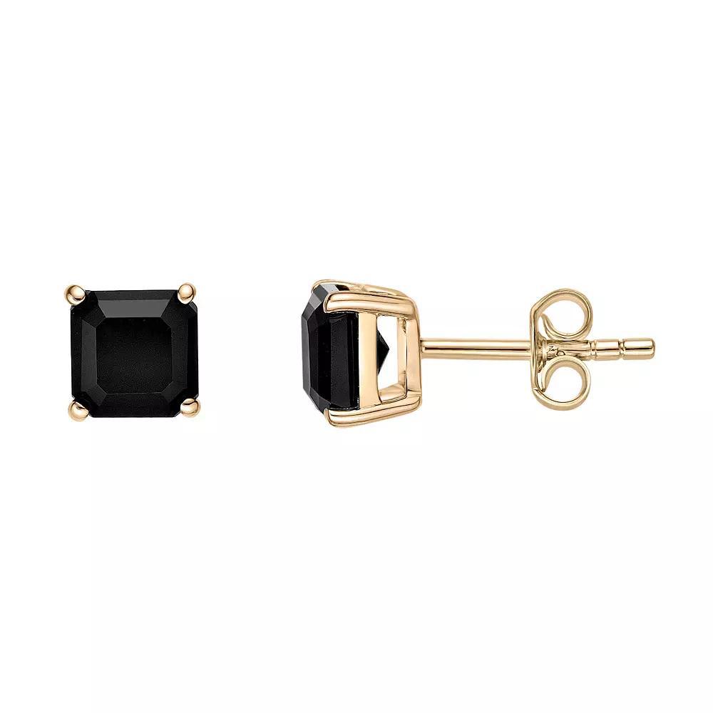 Gemminded 10k Gold Onyx Square Stud Earrings, Women's Product Image