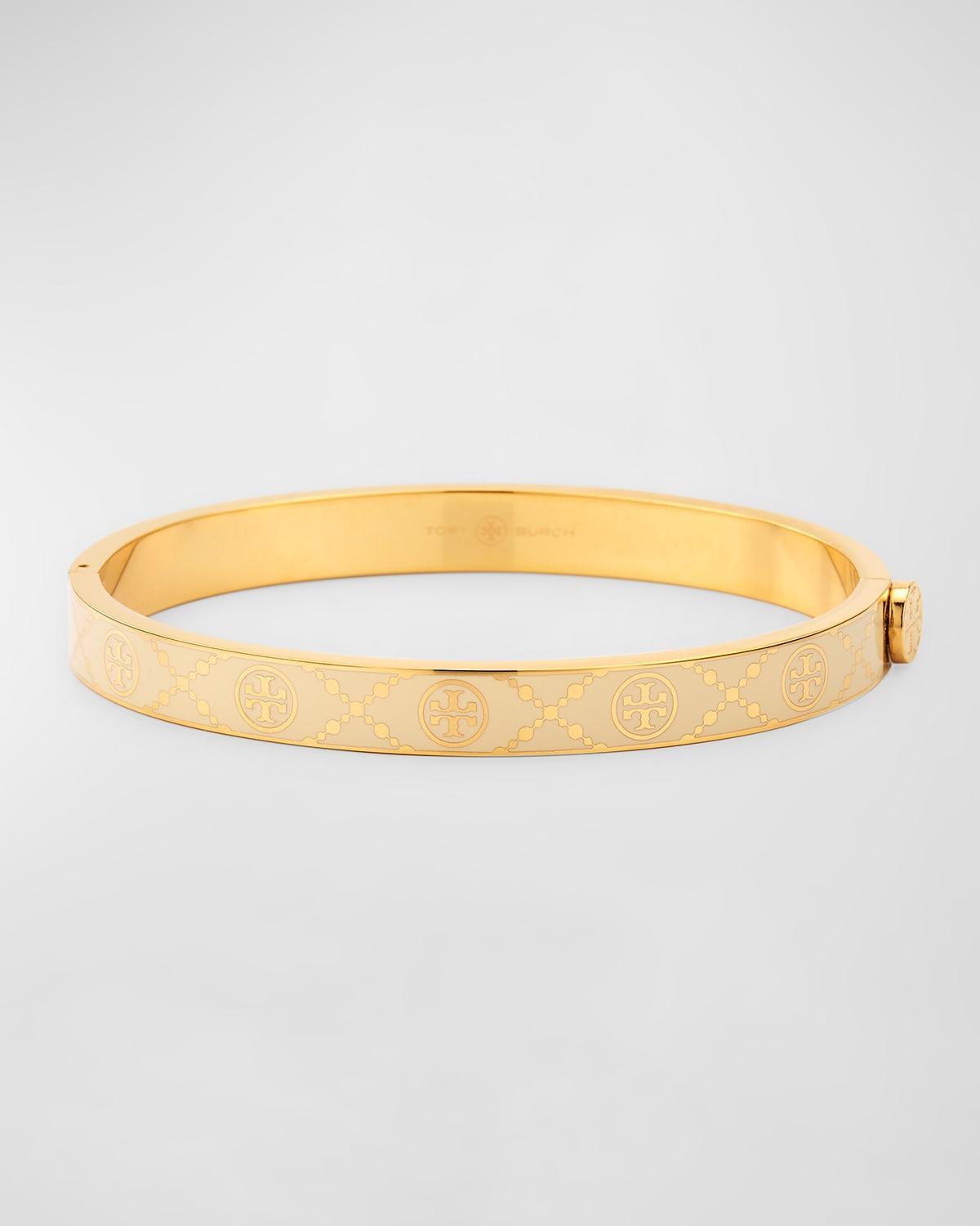 T Monogram Hinge Bracelet, White Product Image