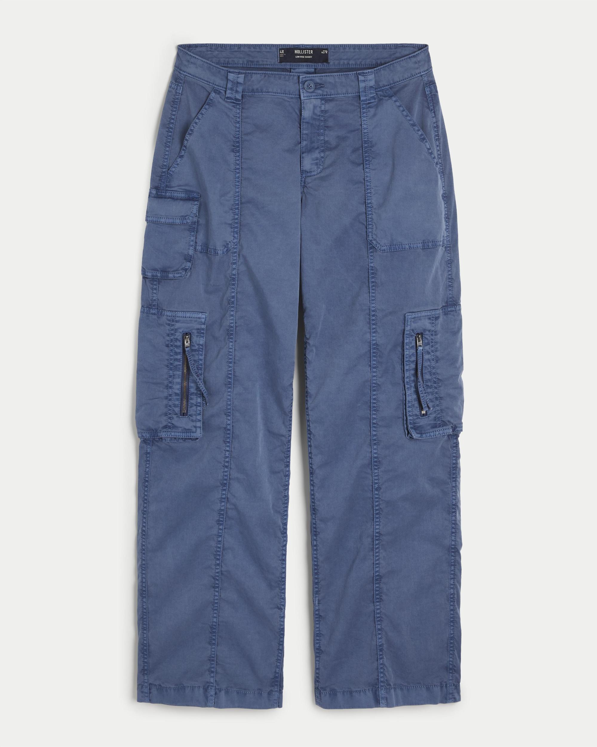 Low-Rise Baggy Zipper Pocket Cargo Pants Product Image