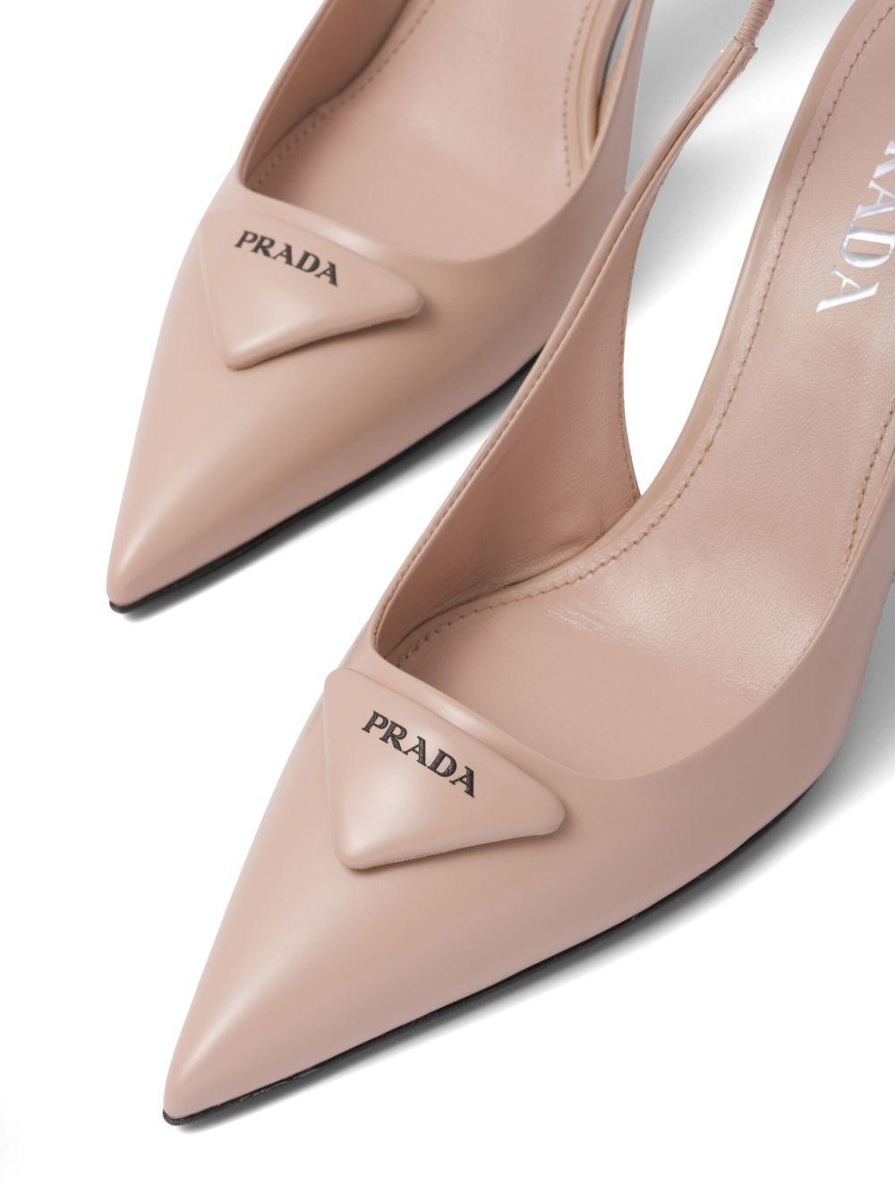 75mm brushed leather slingback pumps Product Image
