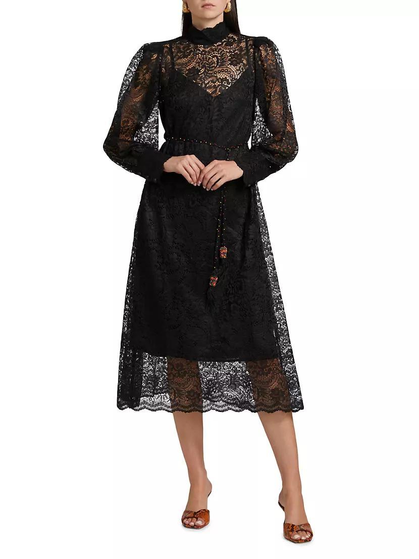 Lace Tie-Waist Midi-Dress Product Image