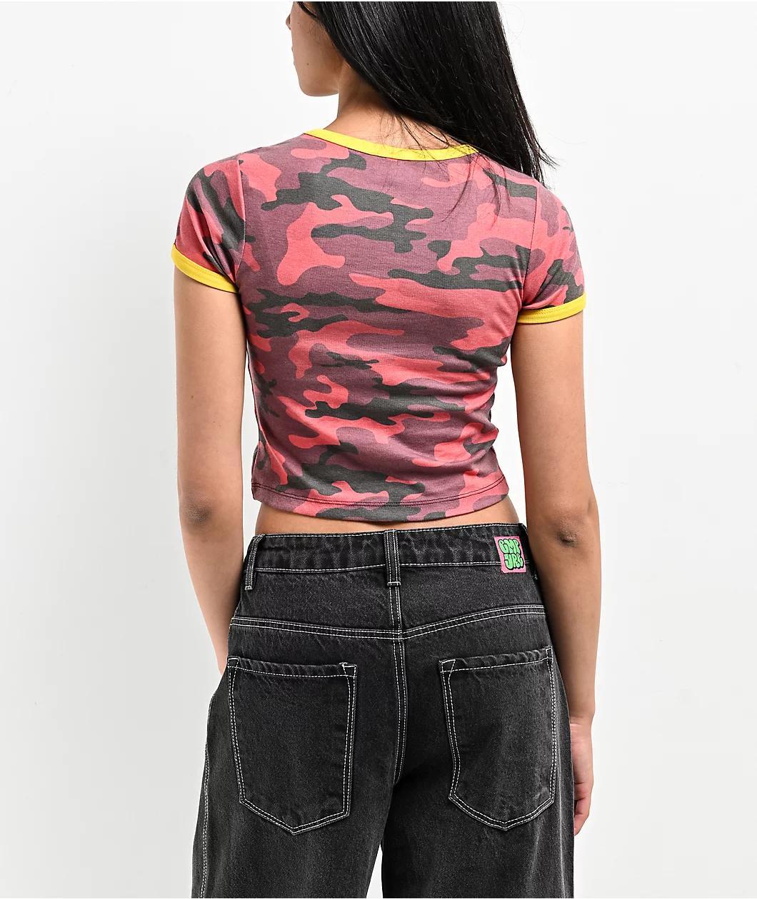 Basic Pleasure Mode Strawberry Camo Red T-Shirt Product Image