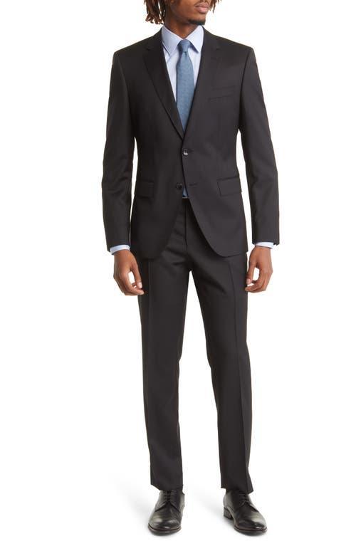 Mens Stretch-Wool Basic Two-Piece Slim Fit Suit, Black Product Image